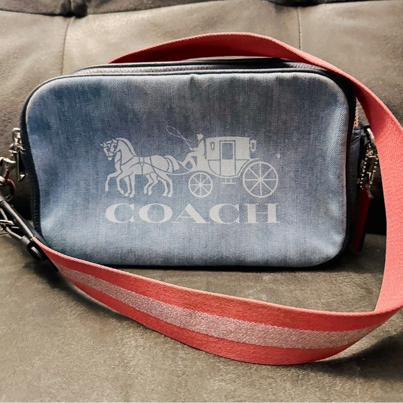 Coach JES Convertible Denim & Leather Crossbody Bag~ - Picture 1 of 15
